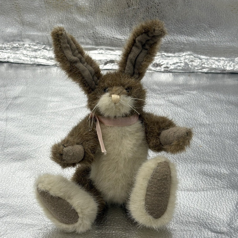 Vintage 90s Boyd's Bears Jointed Rabbit Plush 9" Brown Easter Bunny Long Ears